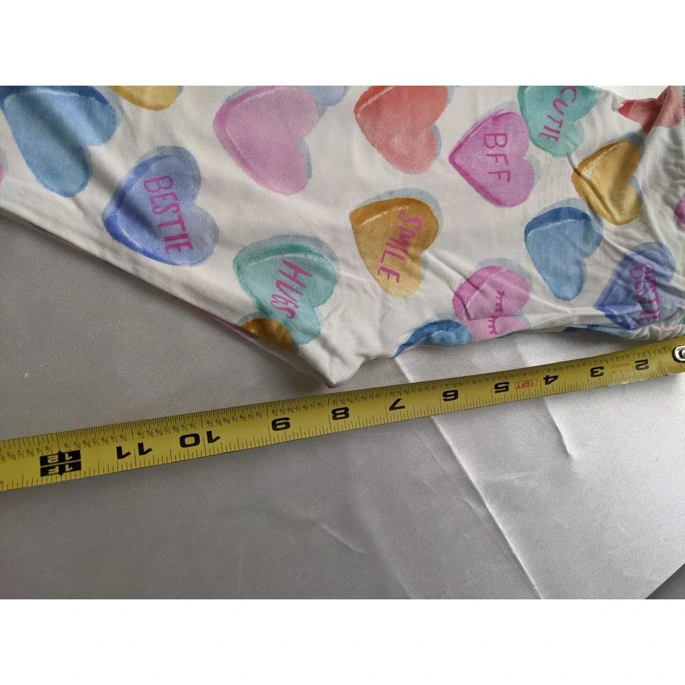 Little Sleepies Conversation Heart Bamboo Pajama Set 4T Pastel Valentine PJs NEW